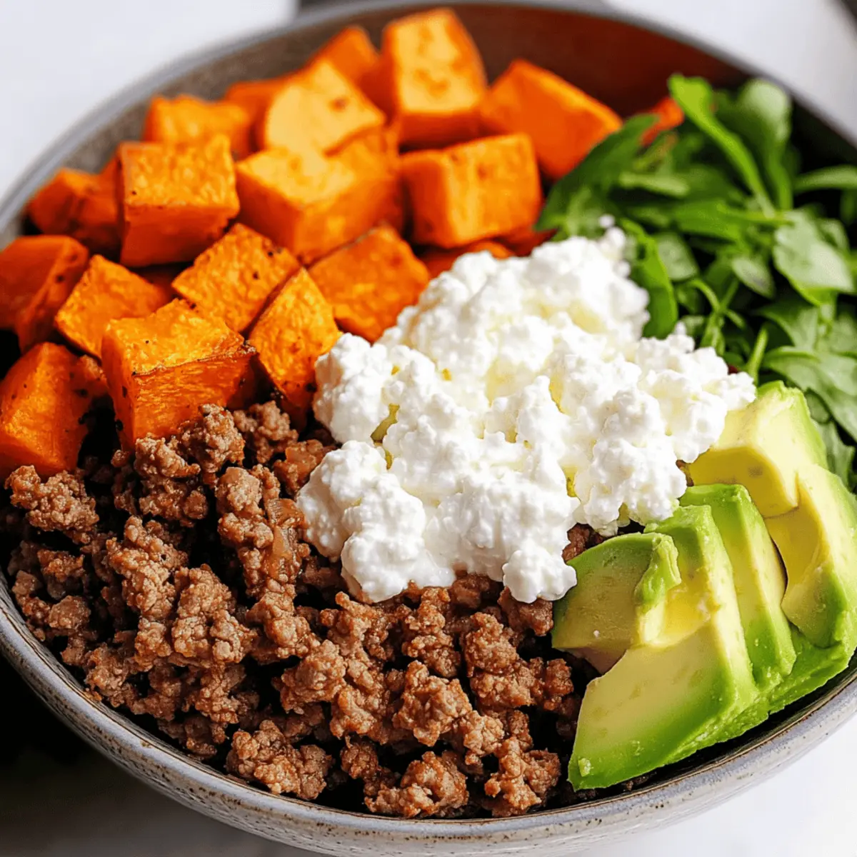 Potato Beef Cottage Cheese Bowl