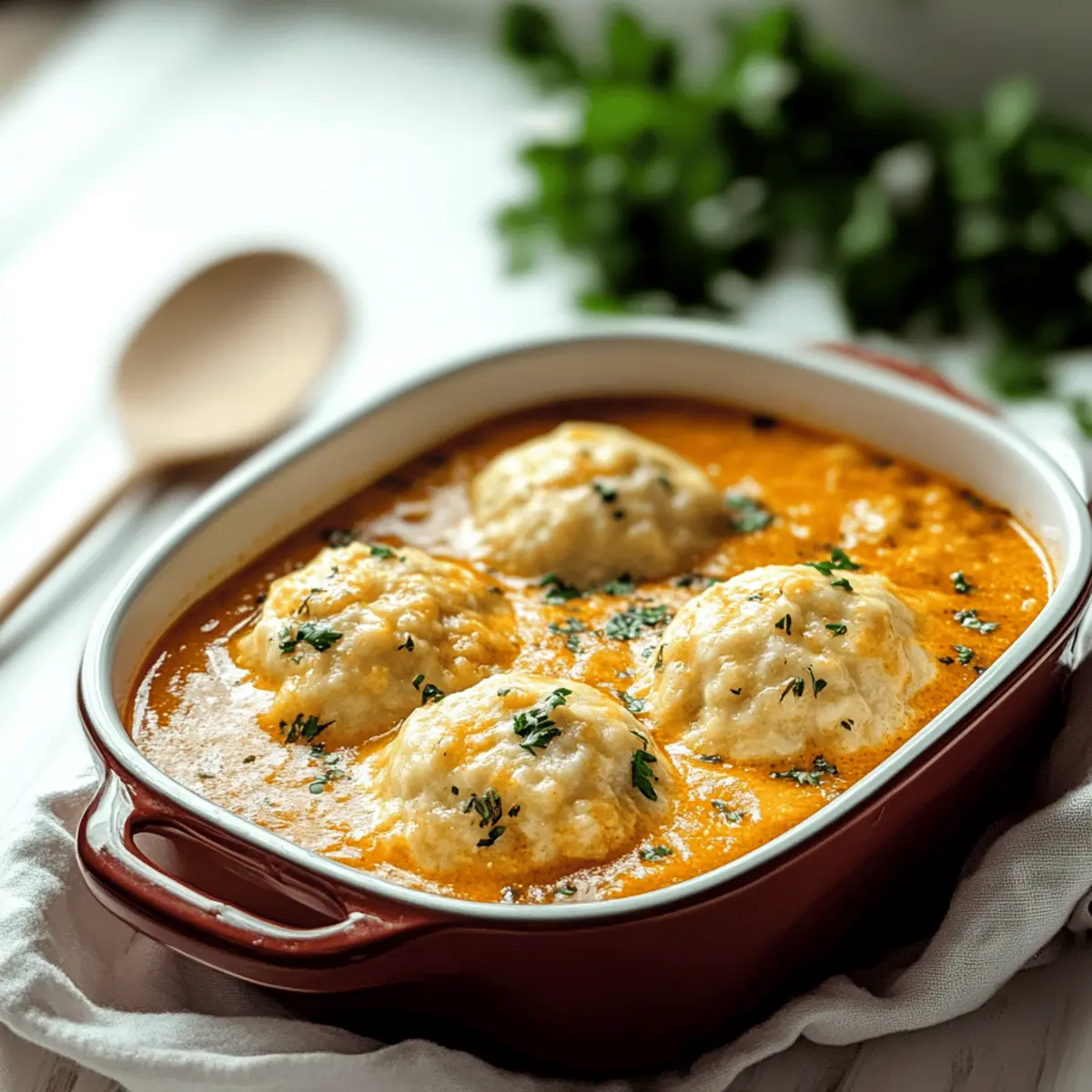 omato Soup with Cheddar Bay Dumplings