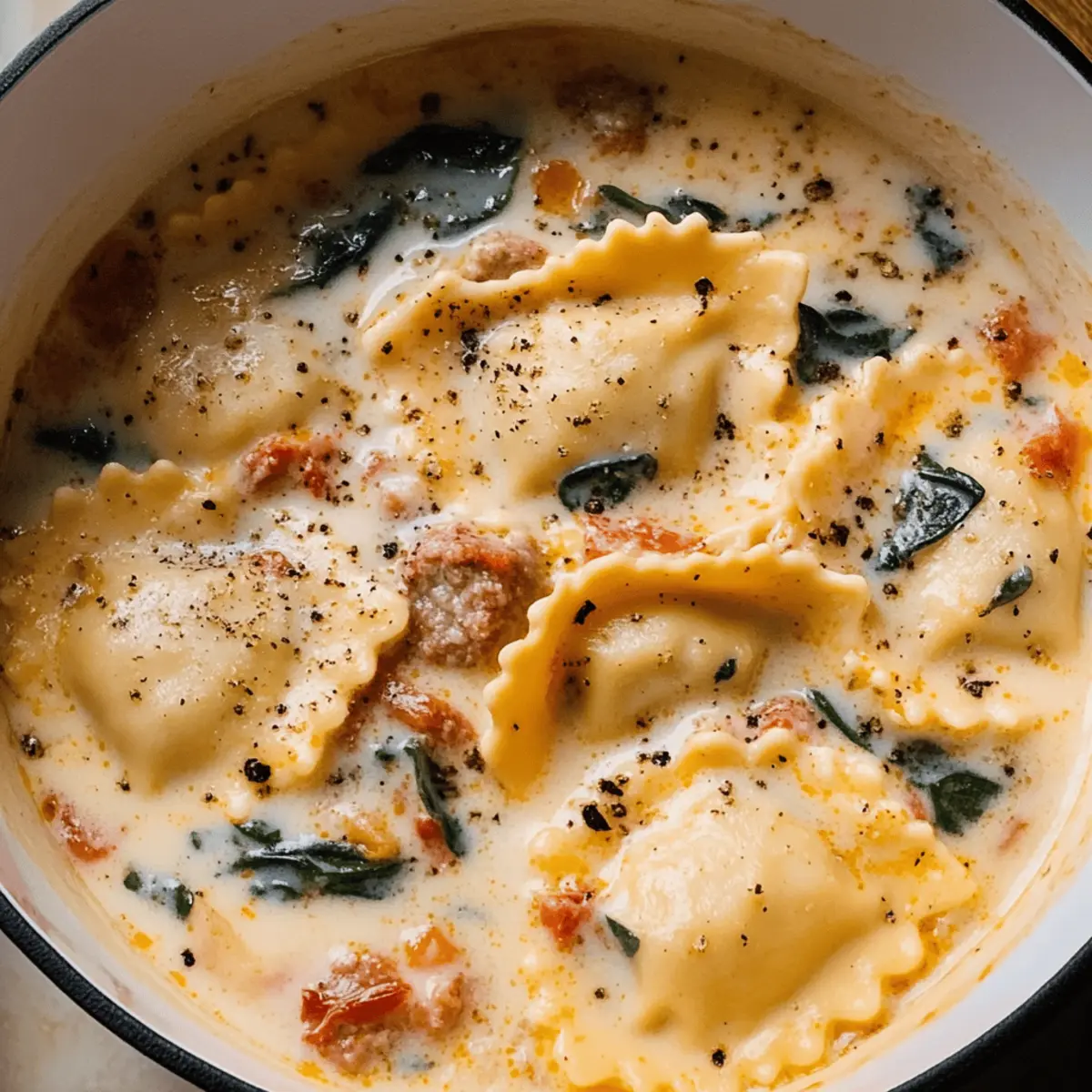 Hearty Creamy Tuscan Ravioli Soup for Cozy Nights 4 Creamy Tuscan Ravioli Soup