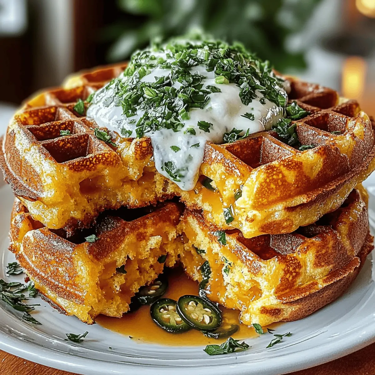 Savory Cheddar Jalapeño Cornbread Waffles for Breakfast Bliss 4 Cheddar Jalapeño Cornbread Waffles