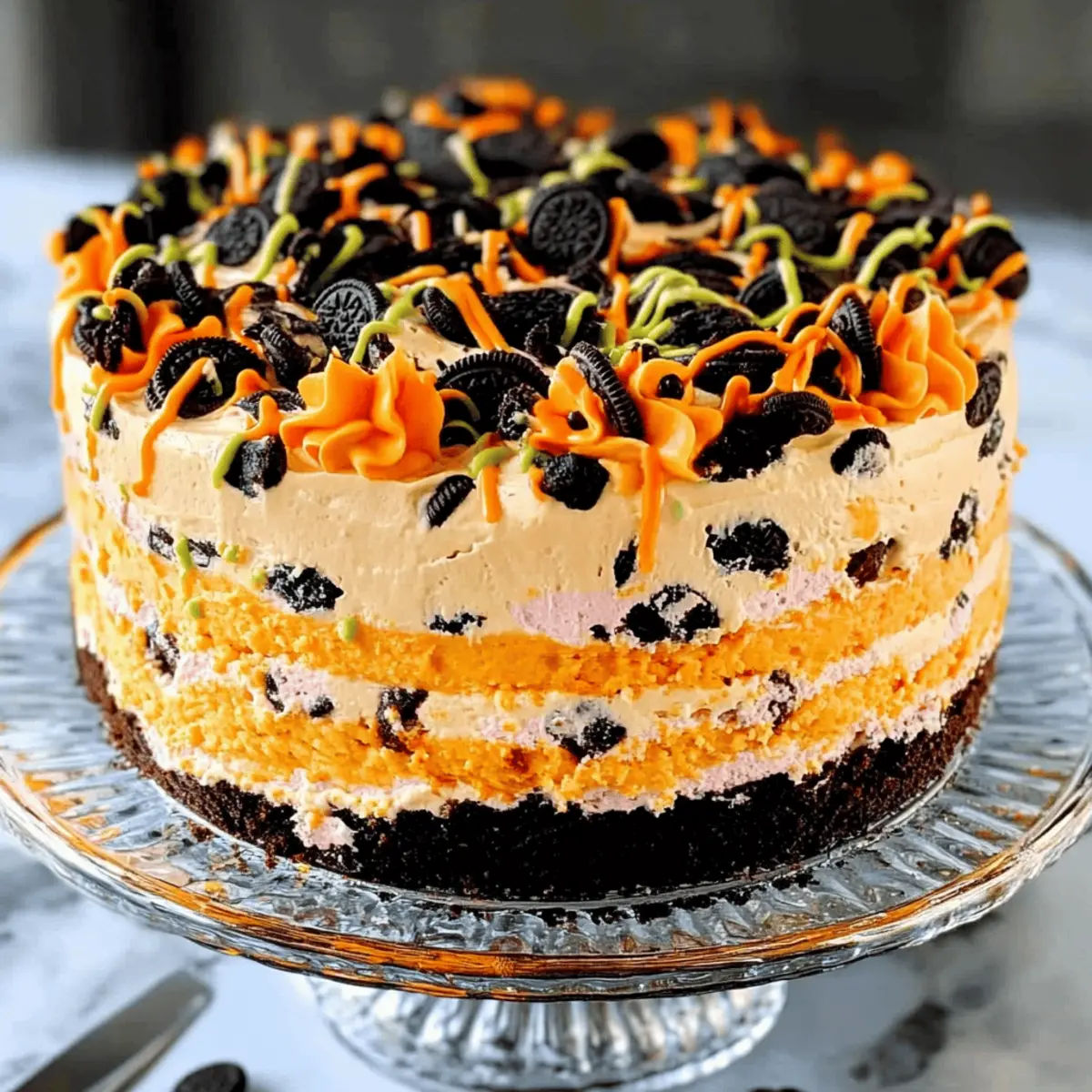 Irresistible Halloween Icebox Cake with Oreo Layers 3