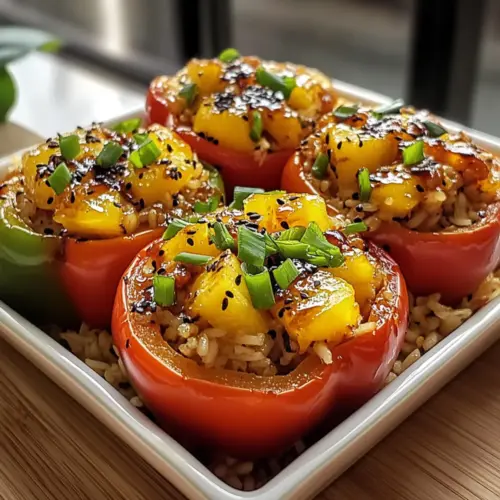 Teriyaki Pineapple Chicken & Rice Stuffed Peppers