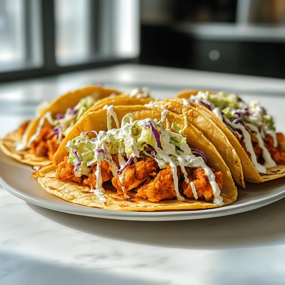 Buffalo Chicken Smash Burger Tacos