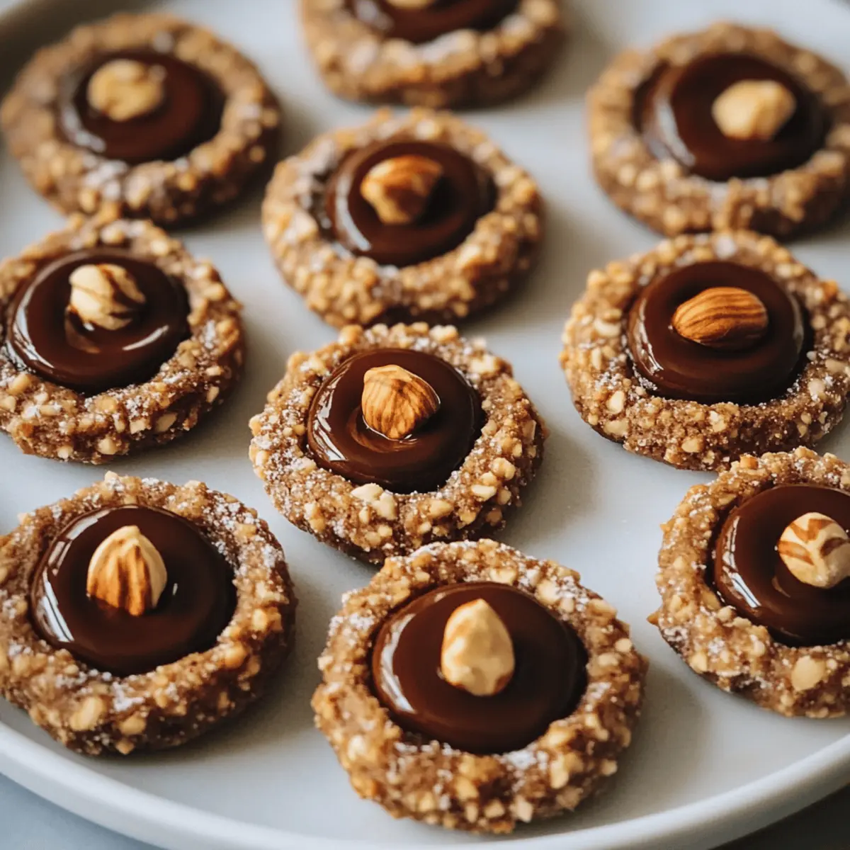 Chocolate Hazelnut Thumbprint Cookies