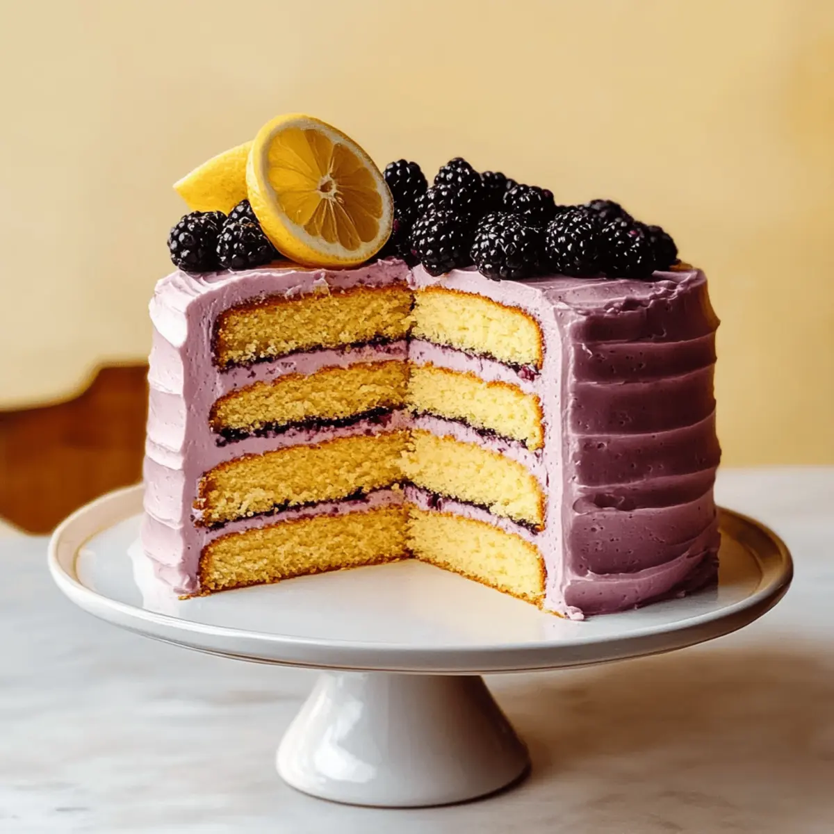 Lemon and Blackberry Stripe Cake