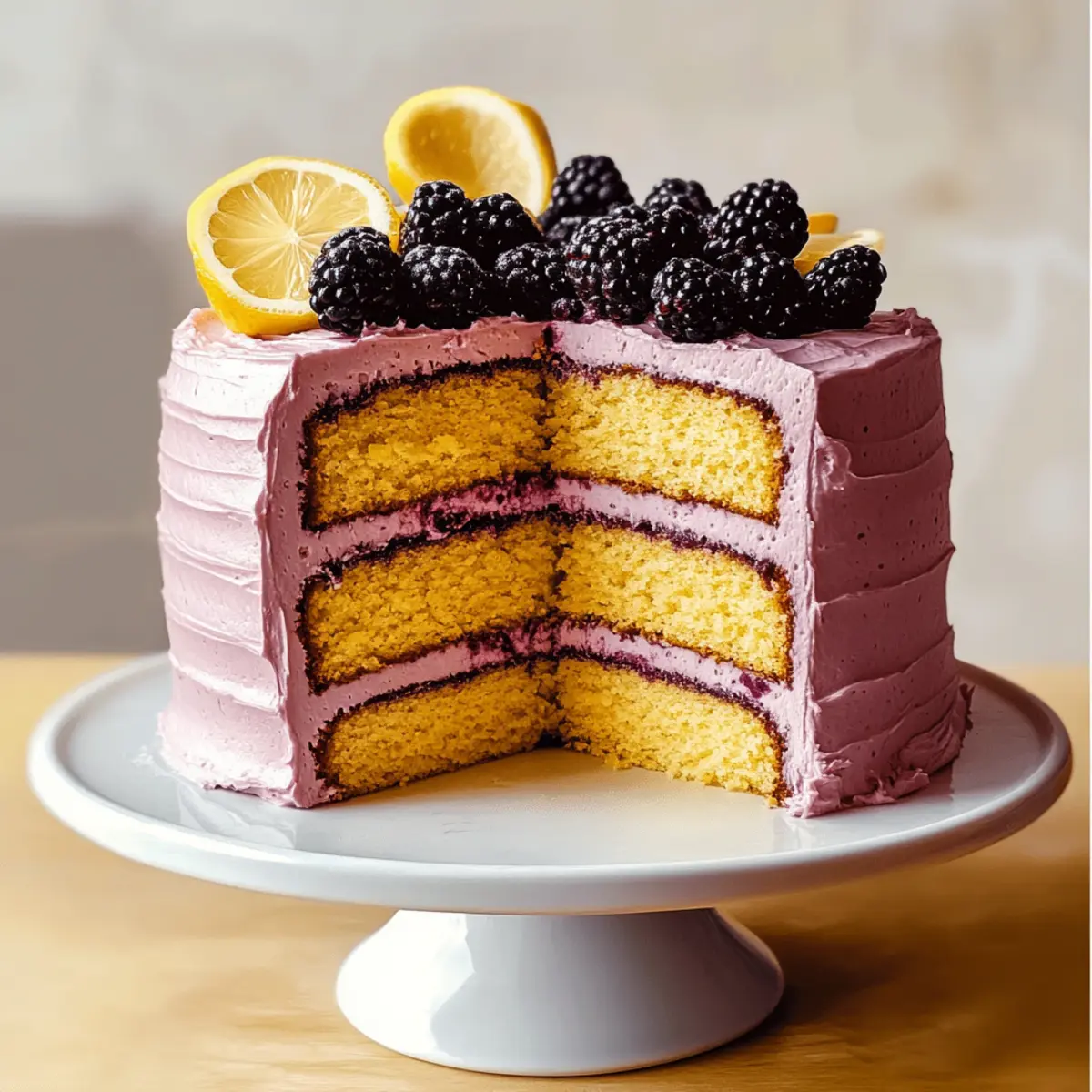 Lemon and Blackberry Stripe Cake rykmdz