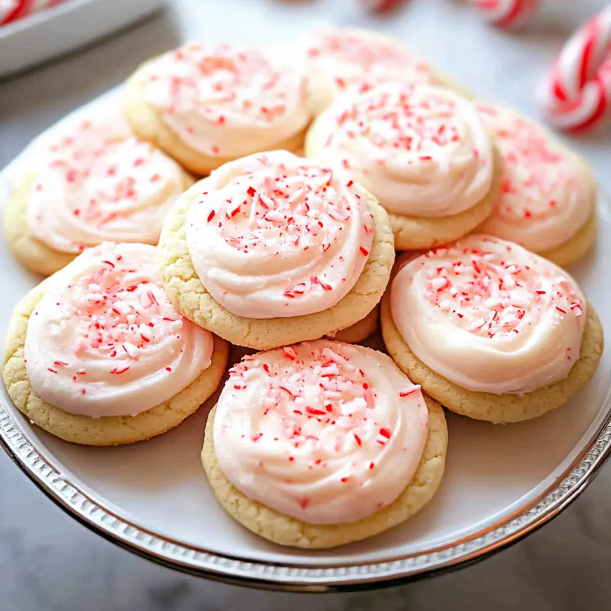 Candy Cane Frosted Cookies