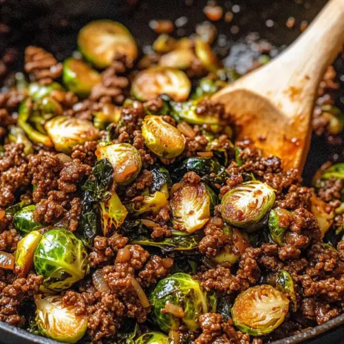 Ground Beef and Brussels Sprouts