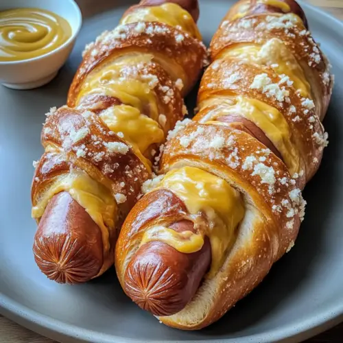 Soft Baked Cheesy Pretzel Dogs