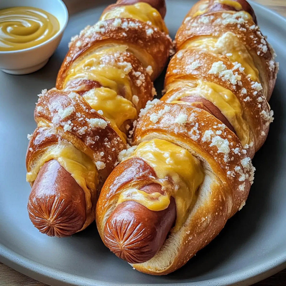 Soft Baked Cheesy Pretzel Dogs
