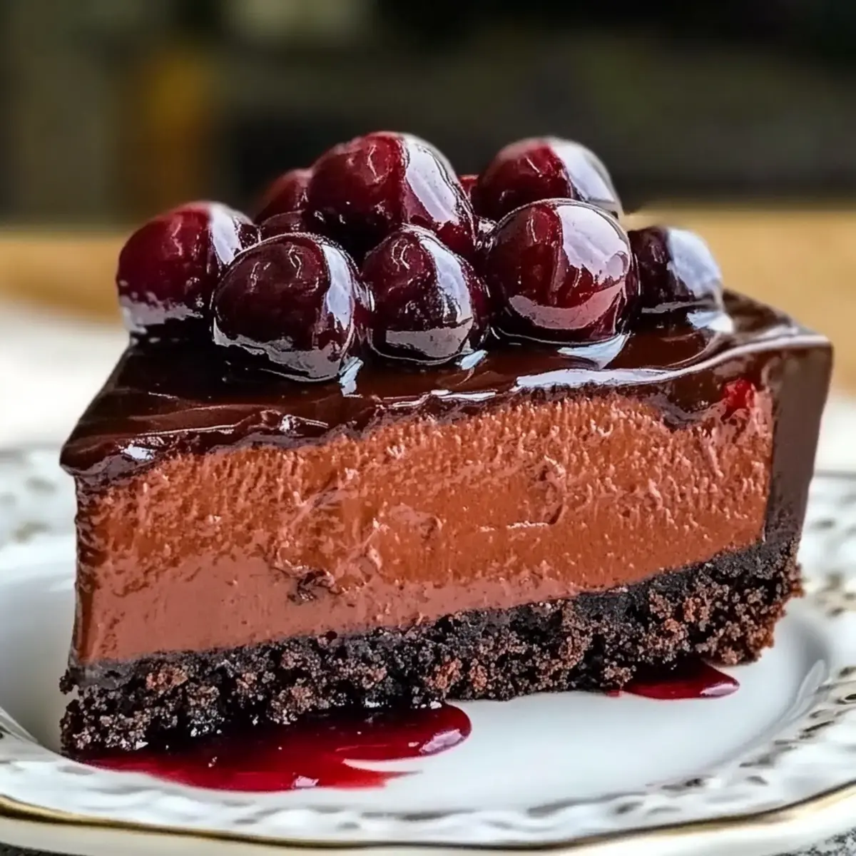 Dark Chocolate Cherry Cheesecake