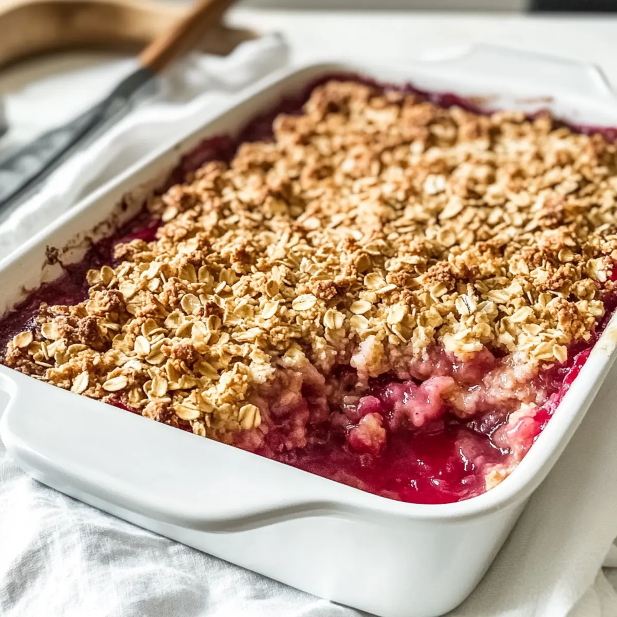 Rhubarb Crisp with Golden Crumble and Juicy Tart Filling