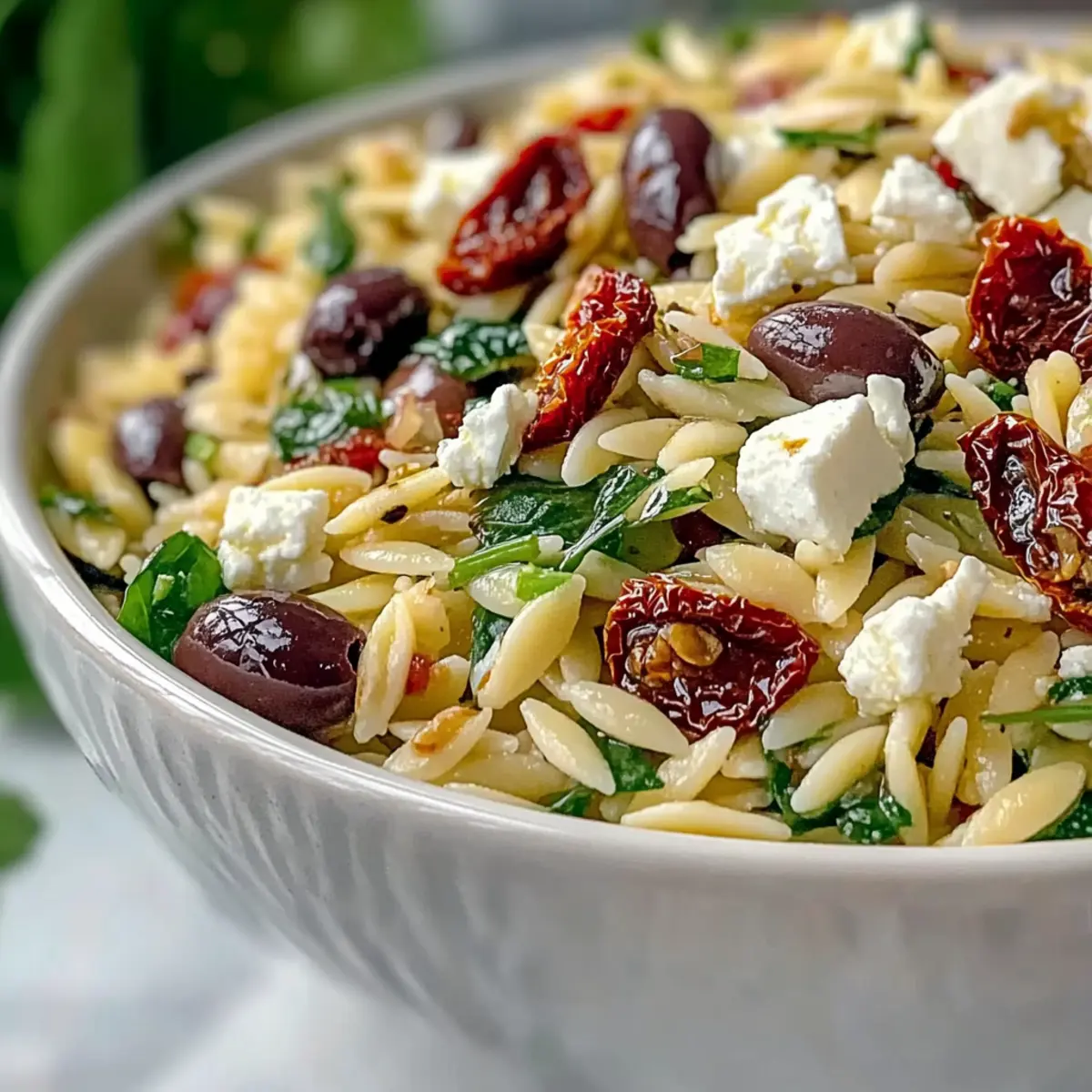 Orzo Pasta Salad with Feta and Sun Dried Tomatoes