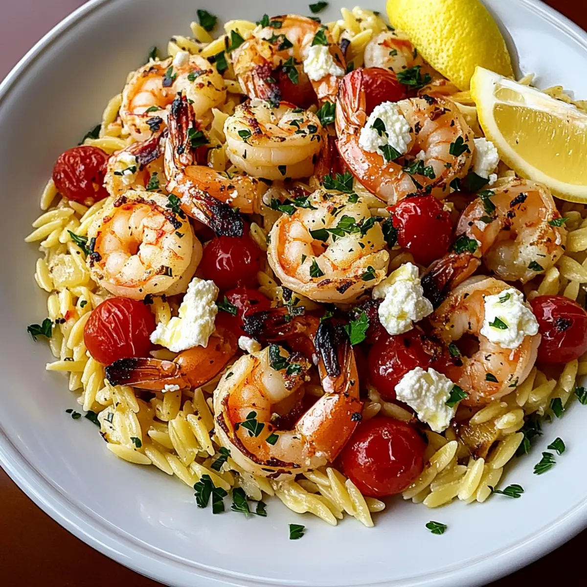 Lemon Feta Orzo Shrimp