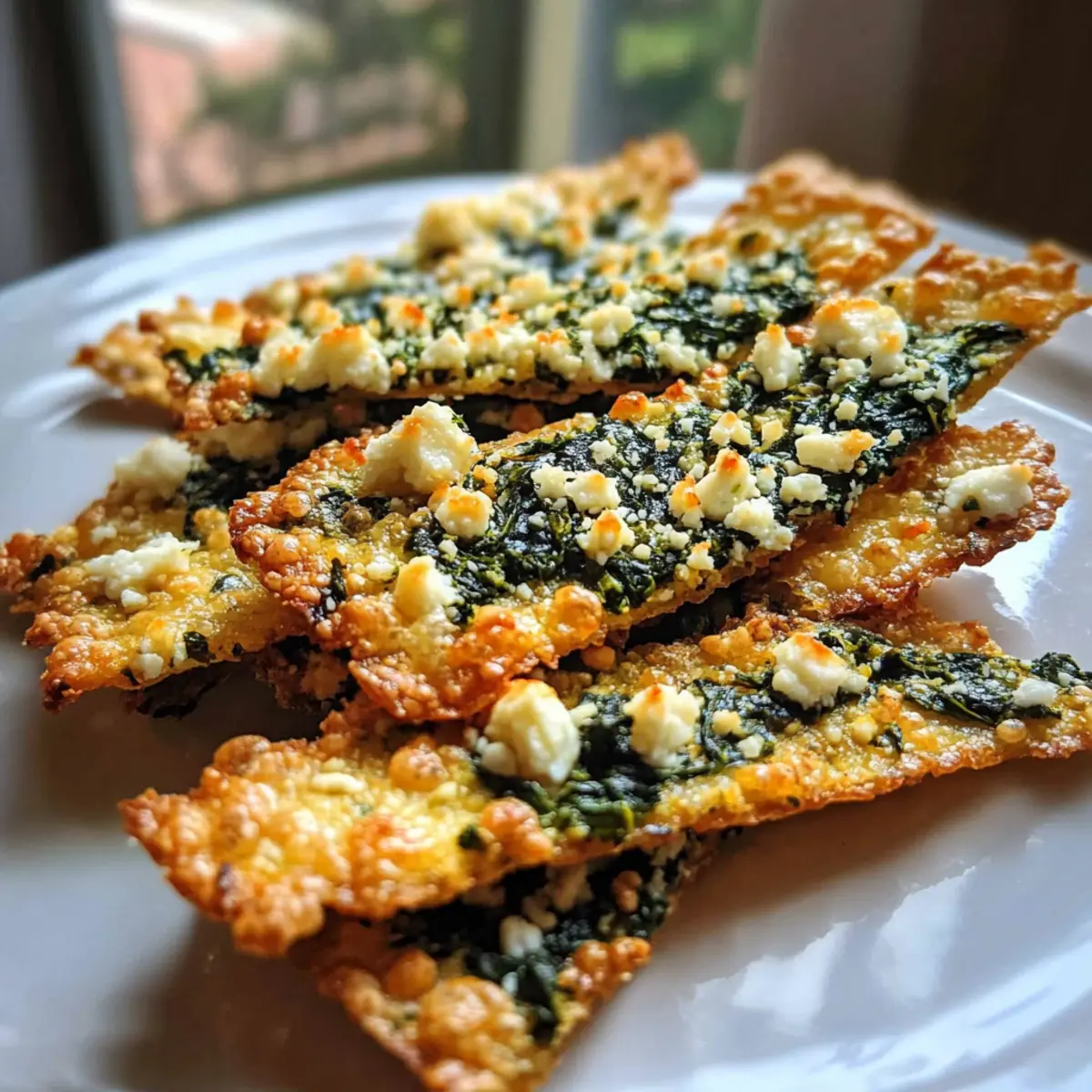 Mediterranean Spinach and Feta Cheese Crisps