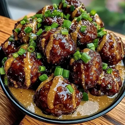 Sticky Hoisin Meatballs with Scallion Sauce