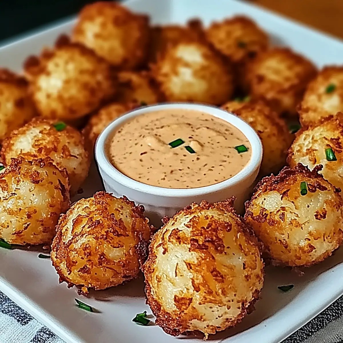Crispy Deep Fried Onion Balls with Cajun Ranch Sauce