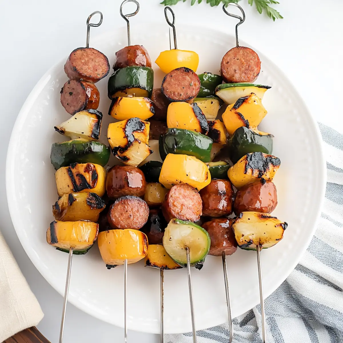 Grilled Sausage Kabobs with Honey Mustard Glaze for Summer Fun 4 Grilled Sausage Kabobs with a Honey Mustard Glaze