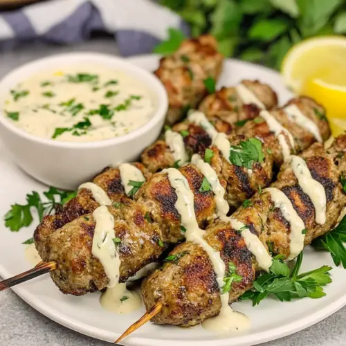 Mouthwatering Pork Kofta Kebabs with Tahini Sauce Delight 1 Pork Kofta Kebabs with Tahini Sauce