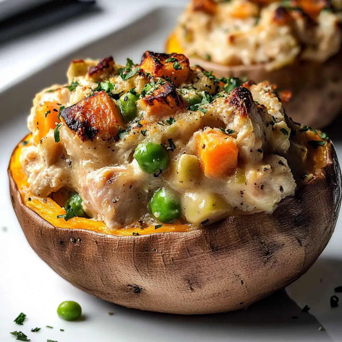 Savory Chicken Pot Pie Stuffed Sweet Potatoes to Warm Your Heart 4 Chicken Pot Pie Stuffed Sweet Potatoes
