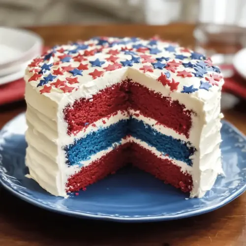 Red, White and Blue Layered Flag Cake