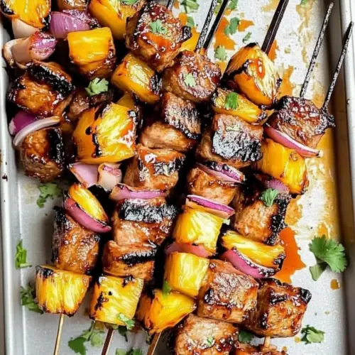 Pineapple BBQ Pork Skewers