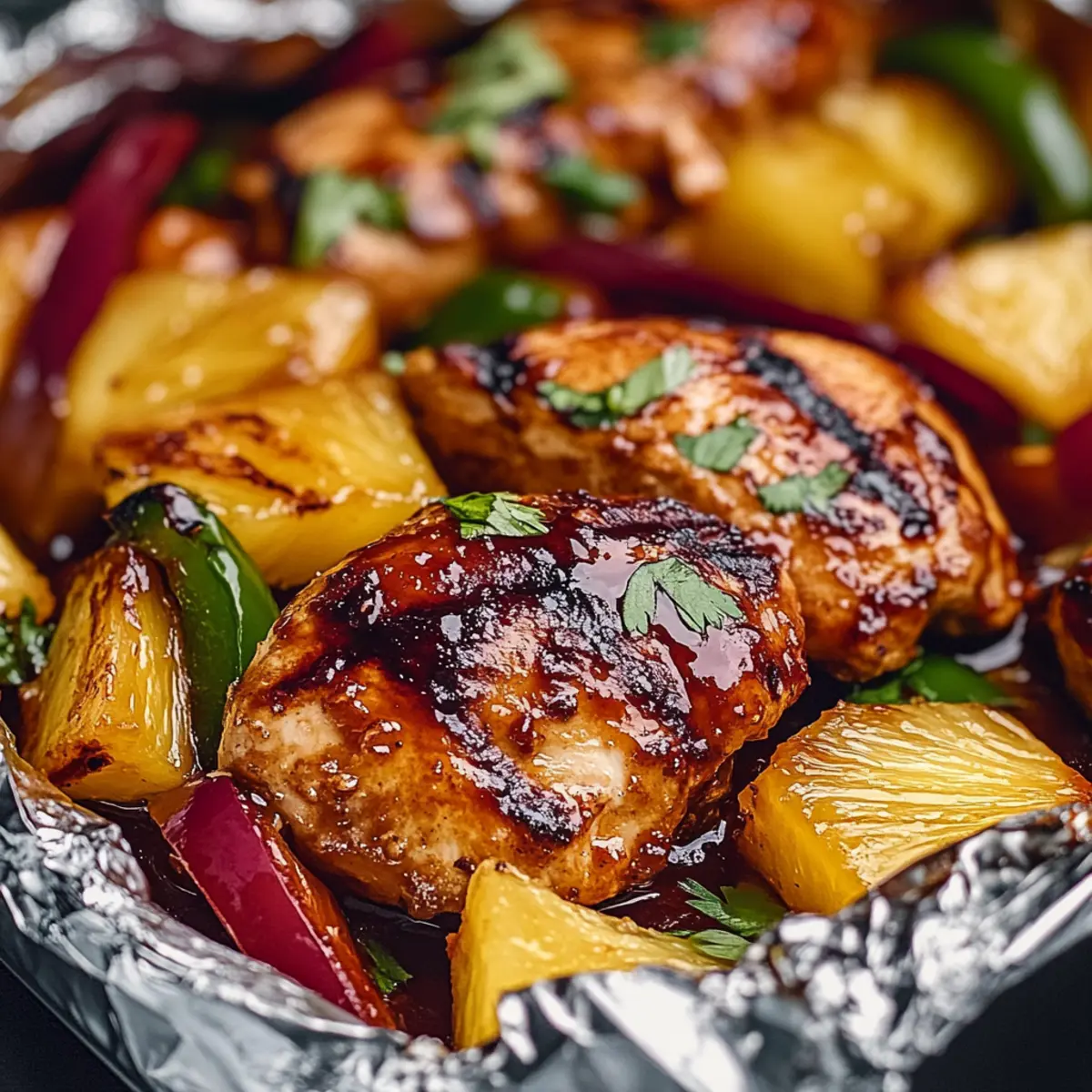 Pineapple BBQ Chicken Foil Packs