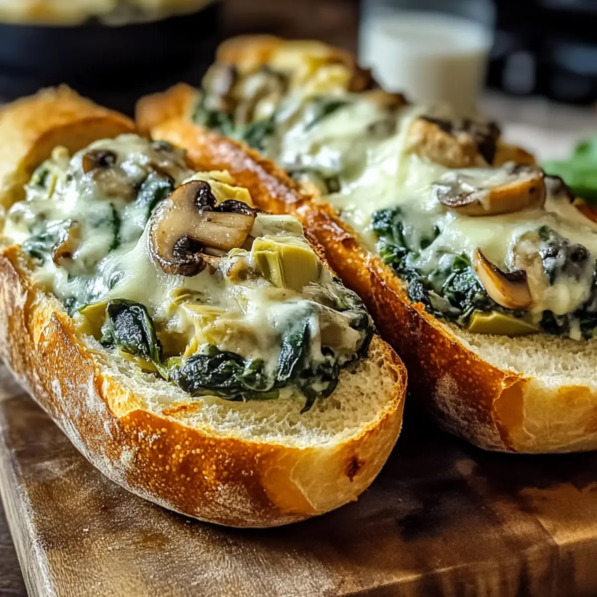 Cheesy Spinach Artichoke & Mushroom Stuffed Baguette Bliss 2 unnamed file 489