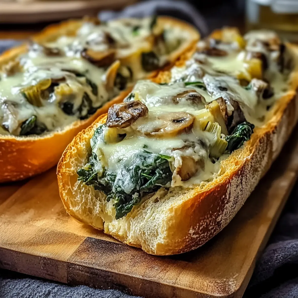 Cheesy Spinach Artichoke & Mushroom Stuffed Baguette Bliss 3 unnamed file 490