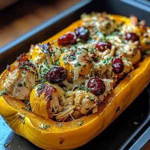 Sweet and Savory Honey Roasted Butternut Squash Stuffed with Chicken 5 Sweet and Savory Honey Roasted Butternut Squash Stuffed with Chicken