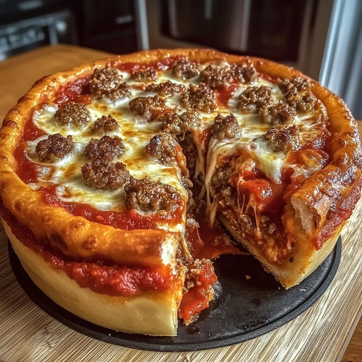 Homemade Chicago-Style Deep Dish Pizza