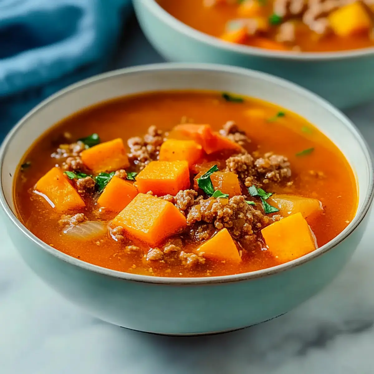 Homemade Sweet Potato Soup with Ground Beef