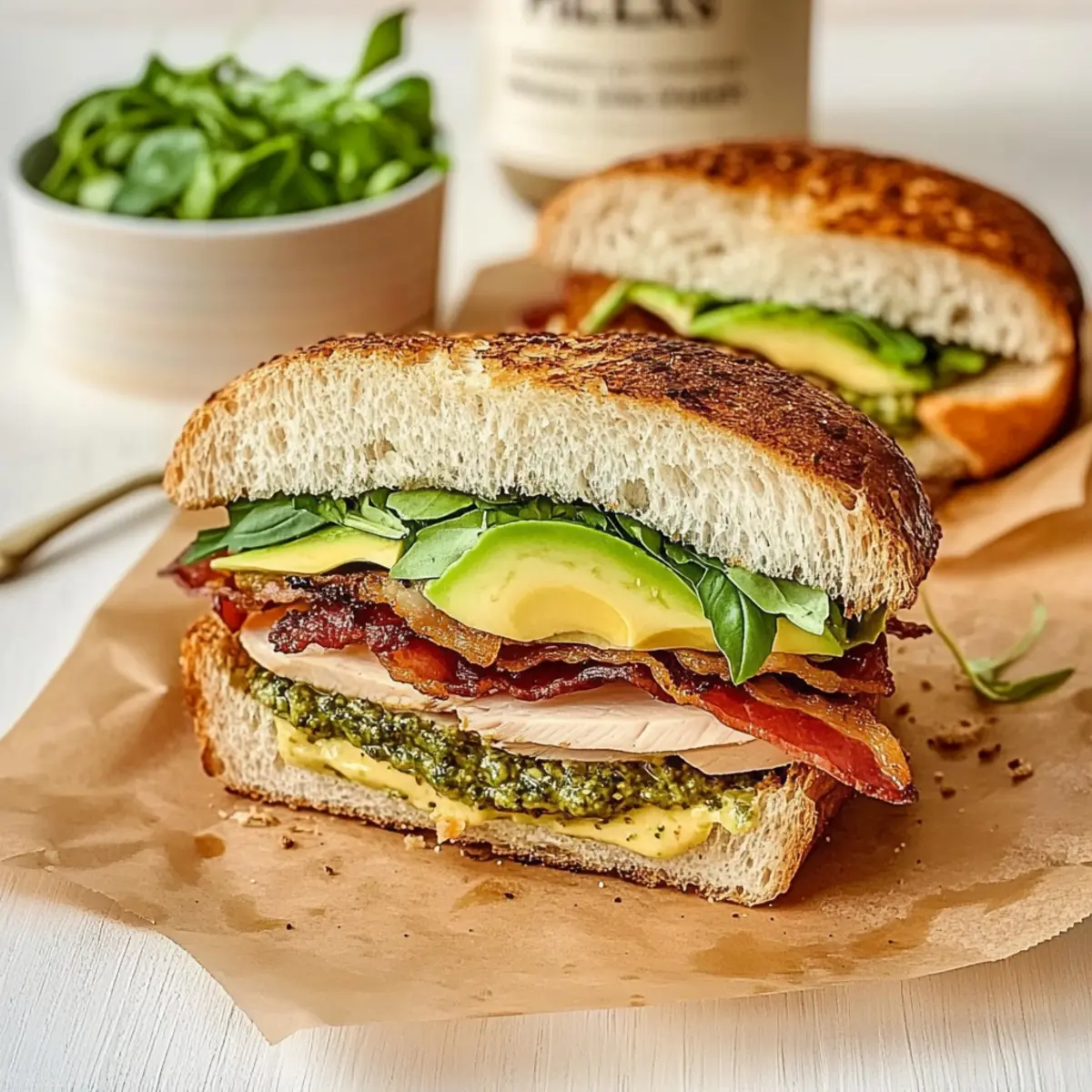 Picnic Style Pesto Turkey and Avocado Bacon Sandwich Bliss 2 unnamed file 454