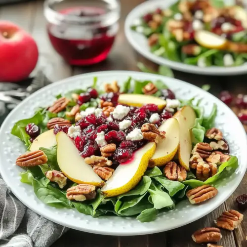 Fresh Fall Salad with Cranberry Vinaigrette and Pears