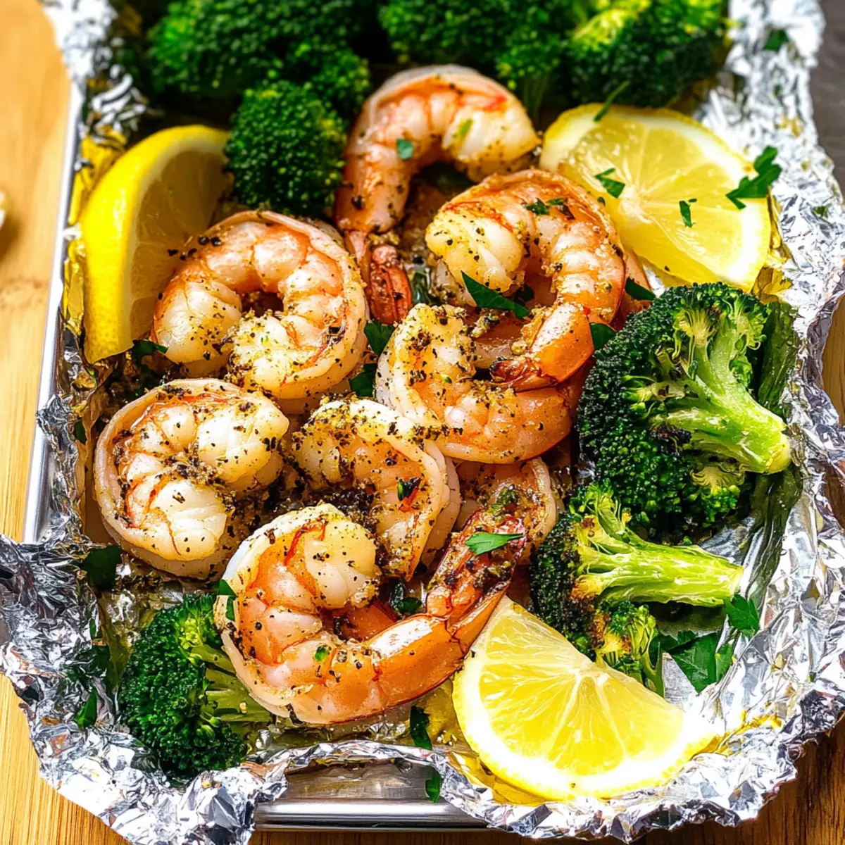 Baked Shrimp and Broccoli Foil Packs