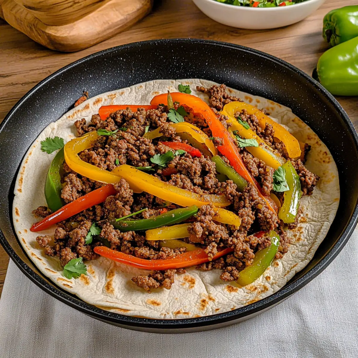 Sizzling Ground Beef Fajitas Ready in 15 Minutes! 4 Ground Beef Fajita