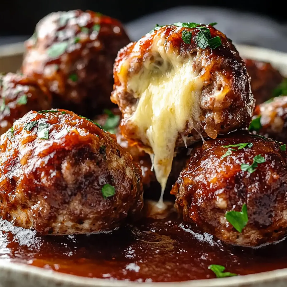 Smoked Cheese Stuffed Beef Meatballs