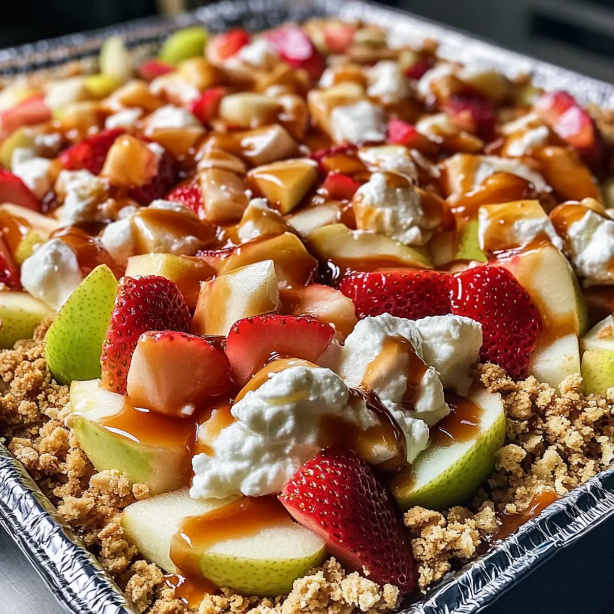 Caramel Apple Strawberry Cheesecake Crunch Salad