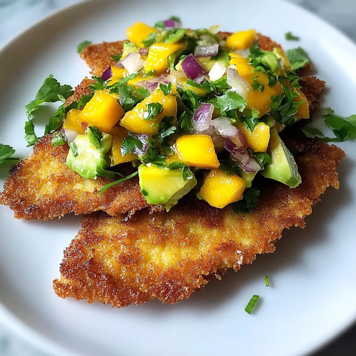 Spicy Chicken Milanese with Avocado and Mango Salsa