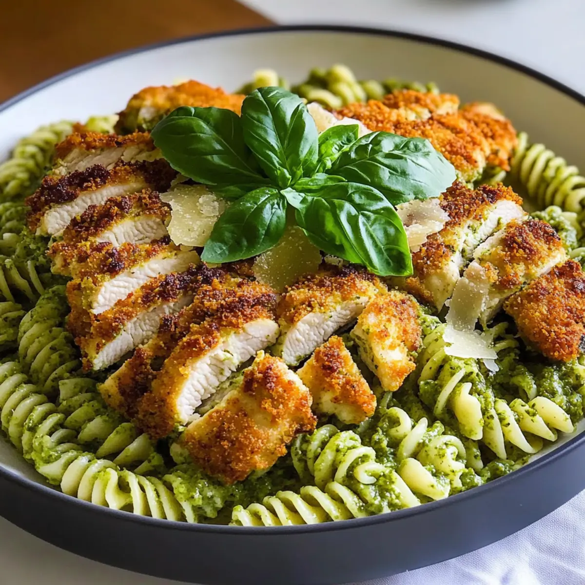 Delicious Pesto Pasta With Crispy Parmesan Chicken Tonight 4 Pesto Pasta With Crispy Parmesan Chicken
