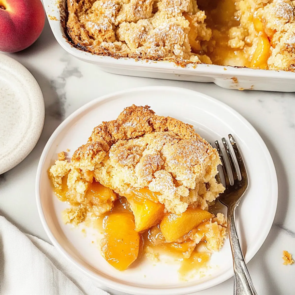 EASY Cake Batter Peach Cobbler (Only 5 Ingredients)