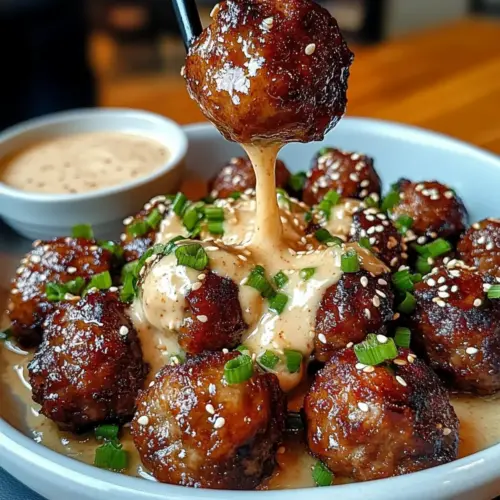 Savory Korean BBQ Meatballs with Creamy Spicy Mayo Dip 4 Korean BBQ Meatballs with Spicy Mayo Dip