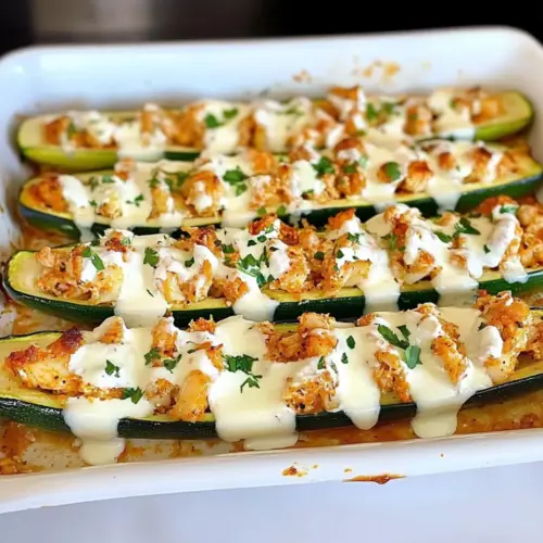 Buffalo Chicken Zucchini Boats