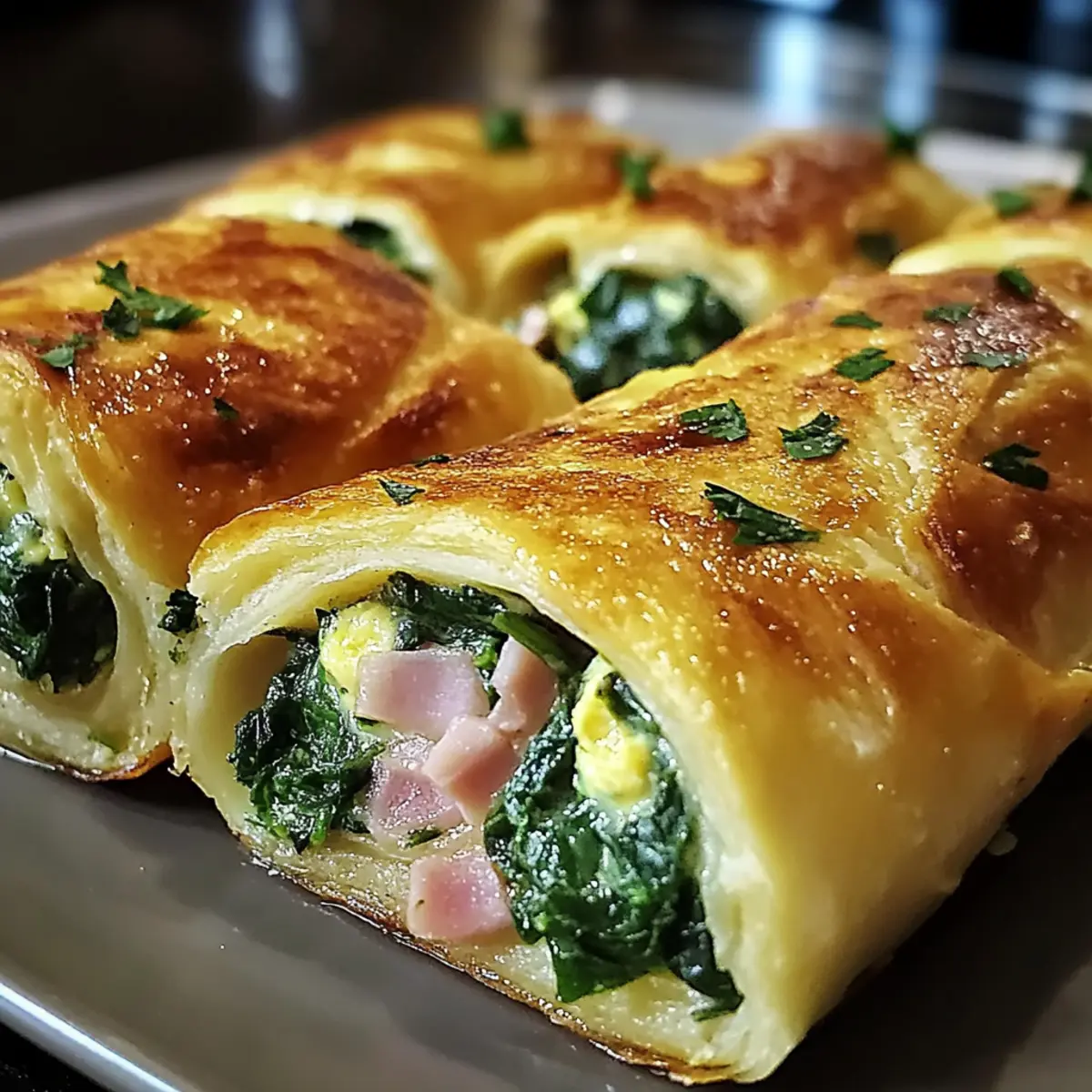 Spinach Ham Breakfast Rolls