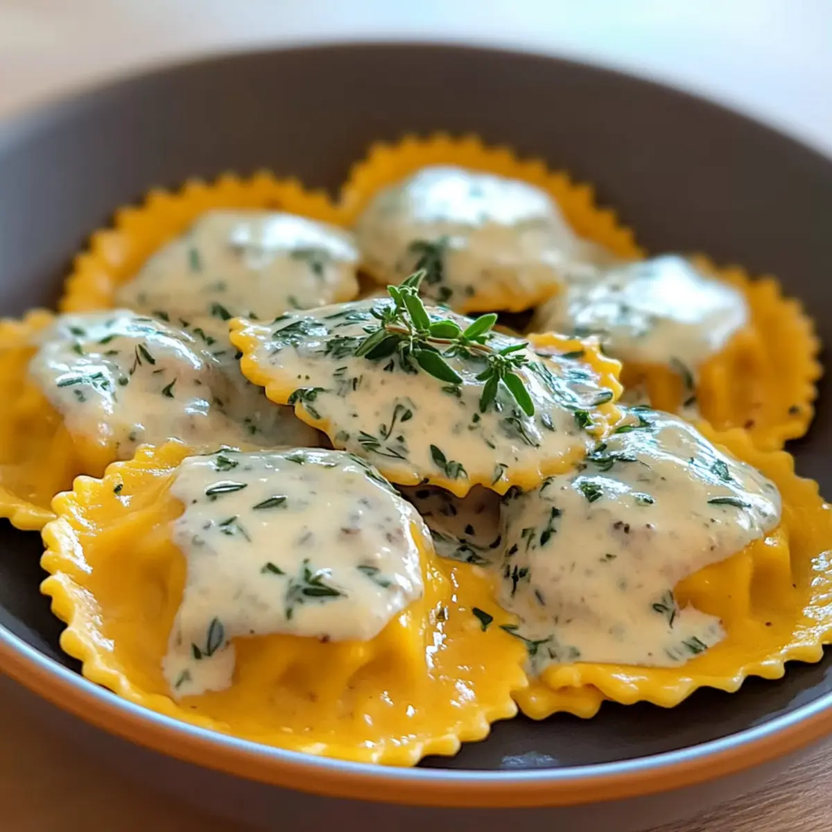 Butternut Squash Ravioli with Maple Cream Sauce