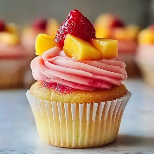 Mango Strawberry Sunset Cupcakes