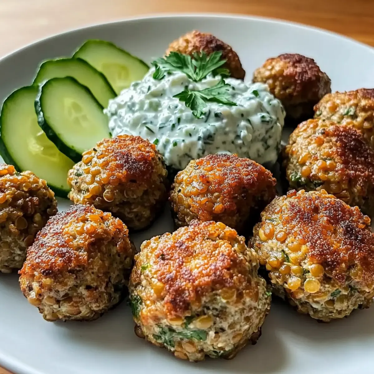 Delicious Baked Greek Lentil Meatballs with Creamy Tzatziki 4 Baked Greek Lentil Meatballs with Tzatziki