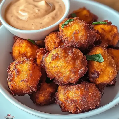 Crispy Sweet Potato Hushpuppies with Creamy Cinnamon Dip 12 Sweet Potato Hushpuppies