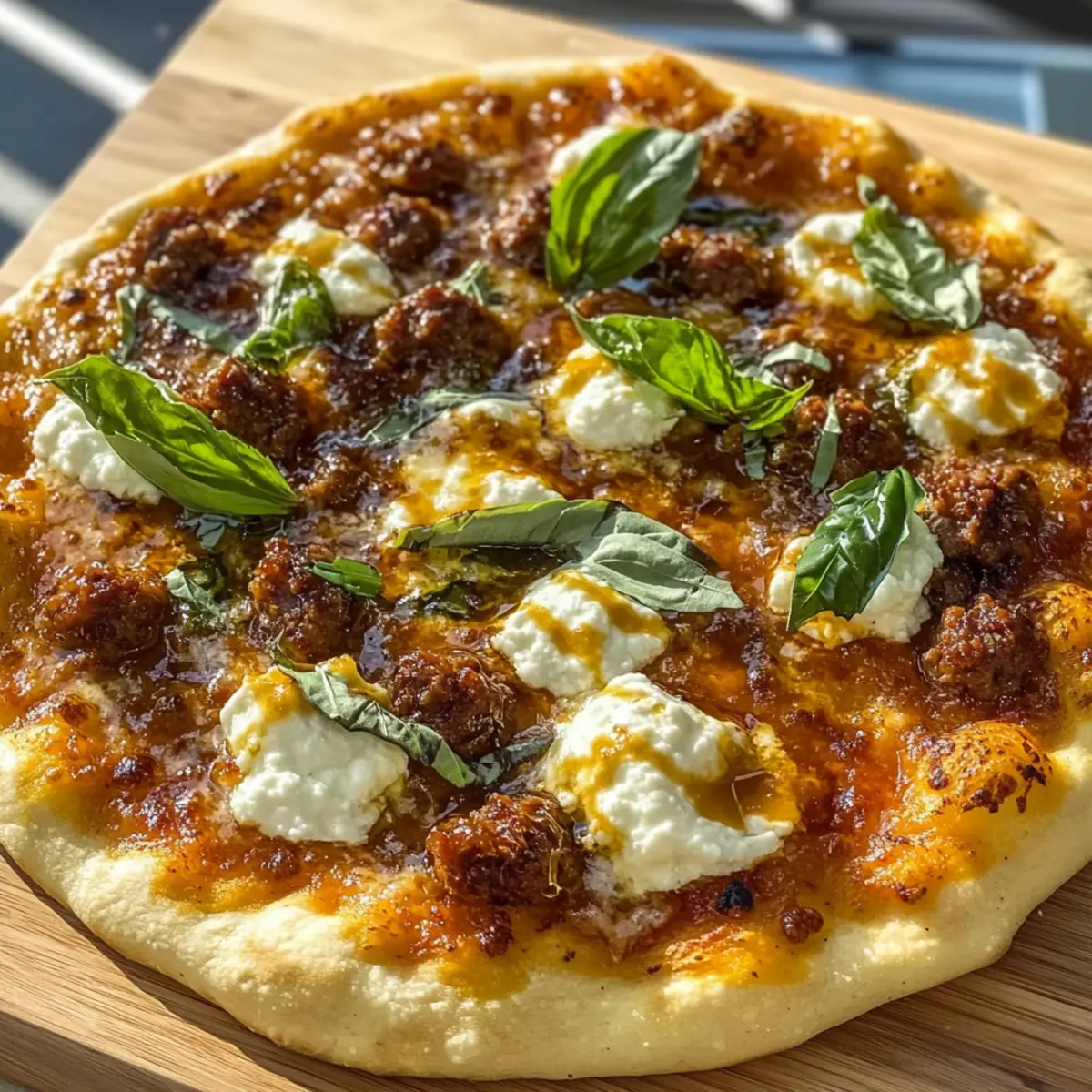 Sausage Ricotta Honey Hot Pizza