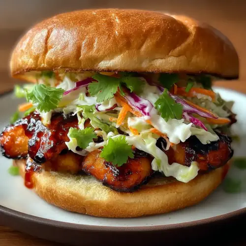 Spicy Korean BBQ Chicken Sandwich with Tangy Slaw